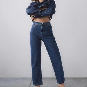Everlane The Way High Wide Leg Organic Cotton Denim Blue Jeans Size 29